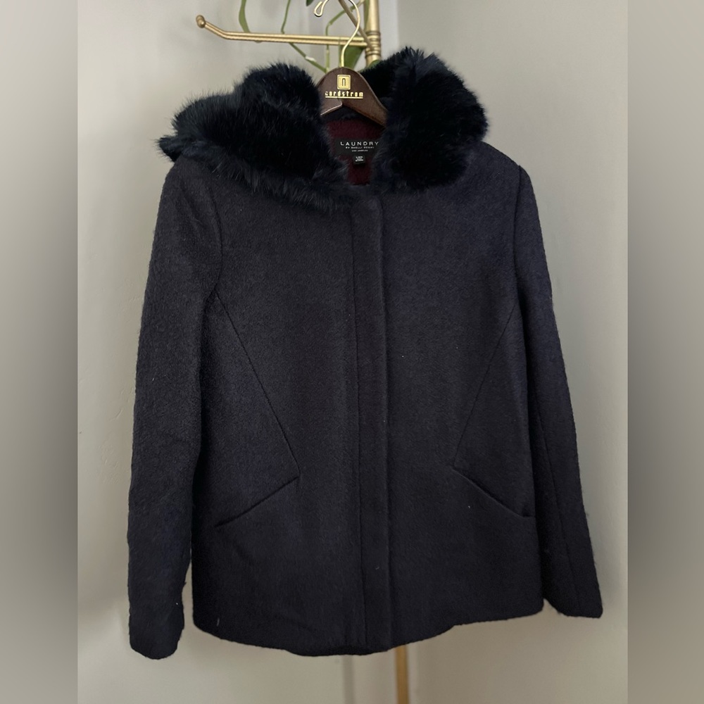 Laundry by Shelli Segal Wool Hooded Jacket ~ Size L
